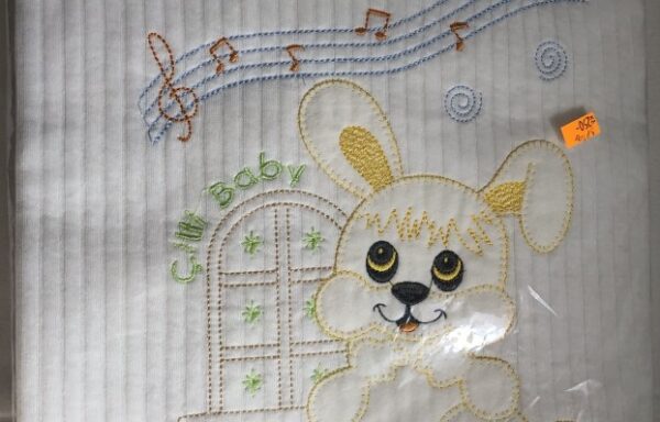 Deka vaflová s výšivkou králíček