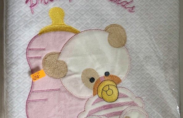 Deka vaflová s výšivkou medvídek